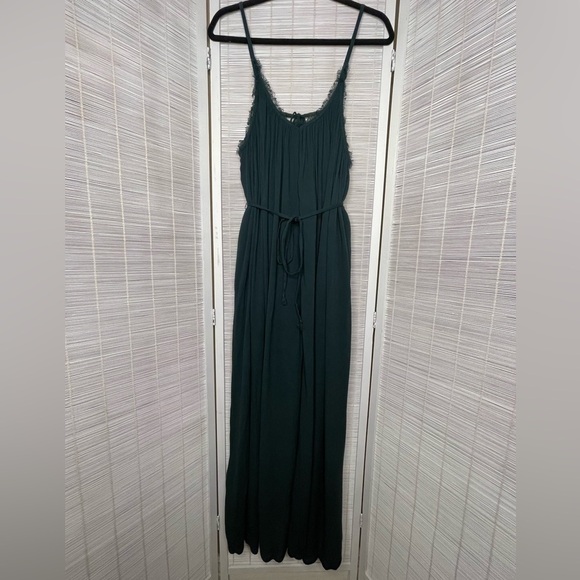 Urban Outfitters Kiar i Wide Leg Jumpsuit Deep Green Size M New with Tags - Picture 1 of 8
